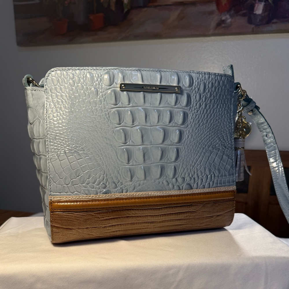 Brahmin Carrie Crossbody Sky Viognier Genuine Leather Bag NWOT